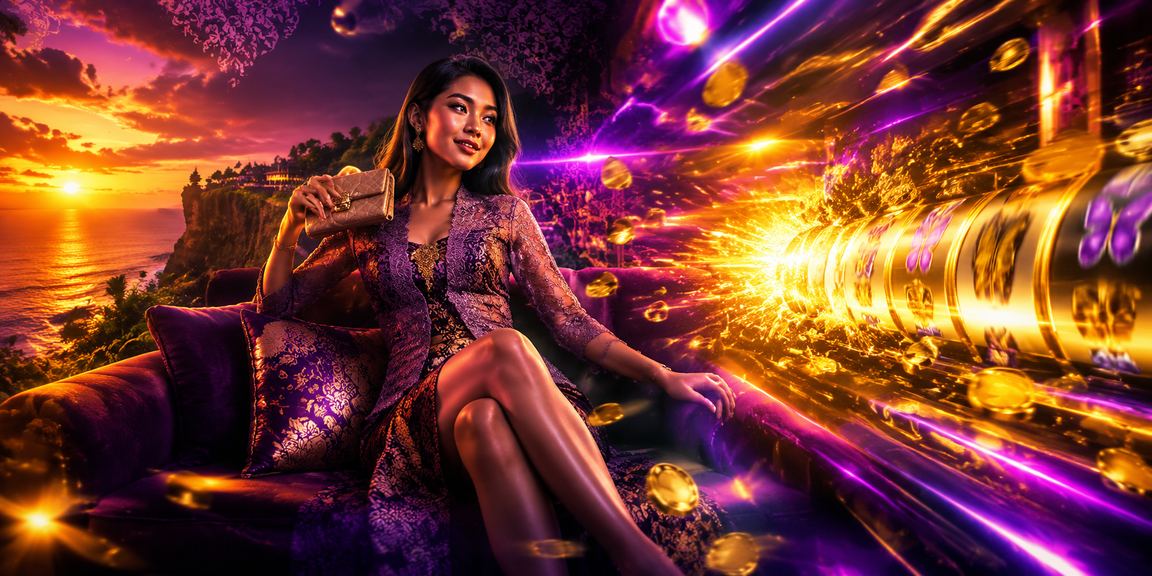 Game slot neon berwarna cerah dengan efek cahaya malam di kasino online